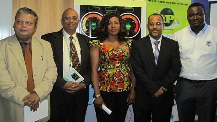 (L-r): Indianeel Chatterjee of Glo1, Manoj Manickth, head, Sales at Glo1, Juliet Ehimuan, country manager, Google (Nigeria), Muhammed Rudman, managing director and chief executive officer of IXPN and Collins Ndukwe, program manager, Access Field Development at Google (Nigeria), during the media launch of M-Lab at IXPN office in Lagos on Thursday.